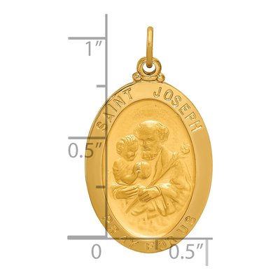 14K Yellow Gold Oval St Joseph Medal Pendant – view 5