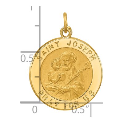 14K Yellow Gold Small Round St Joseph Medal Pendant – view 4