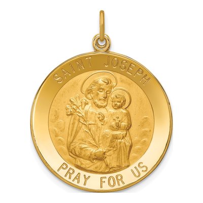 14K Yellow Gold St Joseph Medal Pendant