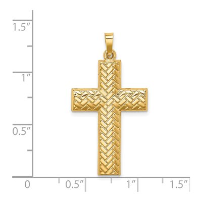 14K Yellow Gold Woven Latin Cross Pendant – view 5