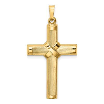 14K Yellow Gold Hollow Cross Pendant