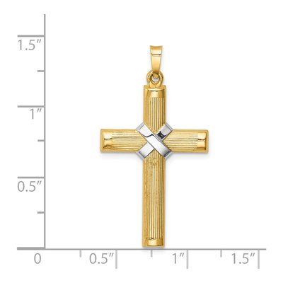 14K Yellow Gold Hollow Center Cross Pendant – view 4