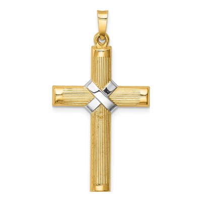 14K Yellow Gold Hollow Center Cross Pendant