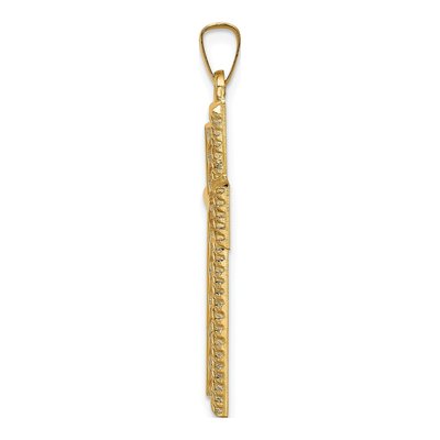 14K Yellow Gold Hollow Rope Edge Cross Pendant – view 3