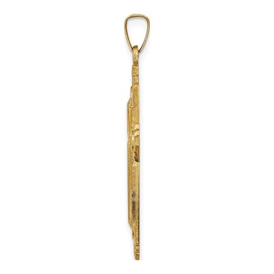 14K Yellow Gold Fleur de Lis Cross Pendant – view 3