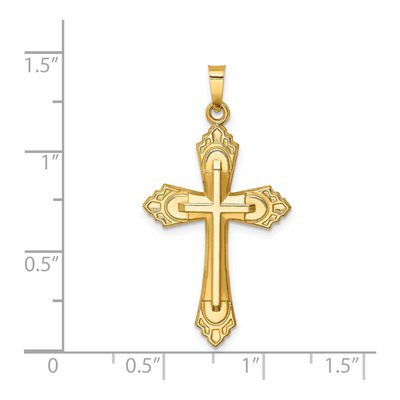 14K Yellow Gold Fleur de Lis Cross Pendant – view 5
