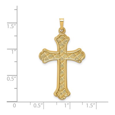 14K Yellow Gold Woven Fleur de Lis Cross Pendant – view 5