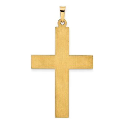 14K Yellow Gold Hollow Striped Latin Cross Pendant – view 5