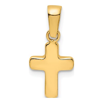 14K Yellow Gold Hollow Latin Cross Pendant