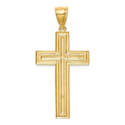 14K Yellow Gold Diamond-Cut Cross Pendant – view 4