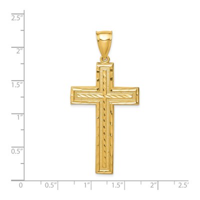 14K Yellow Gold Diamond-Cut Cross Pendant – view 5