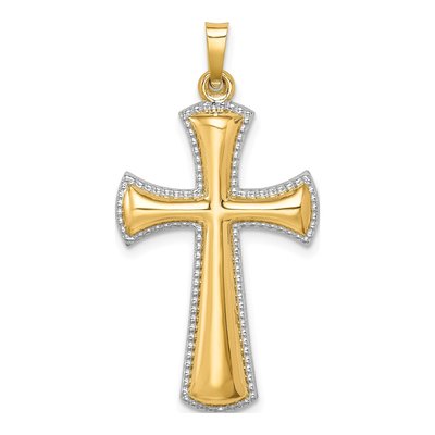 14K Yellow Gold Hollow Cross Pendant