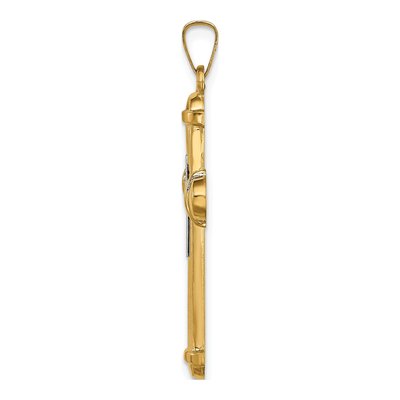14K Two-Tone Gold Hollow Cross Pendant – view 3