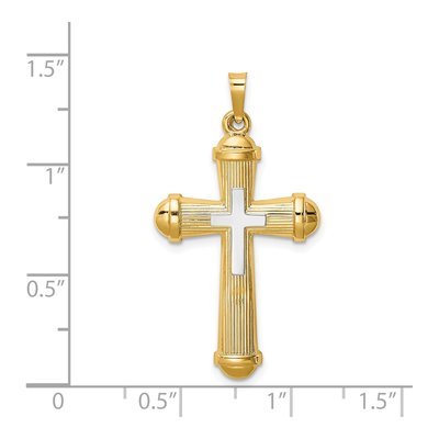 14K Two-Tone Gold Hollow Cross Pendant – view 5