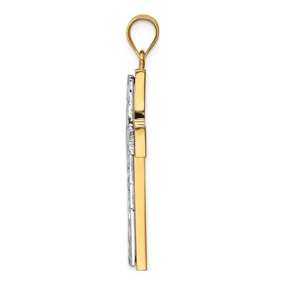 14K Two-Tone Gold Diamond-Cut Cross Pendant – view 3
