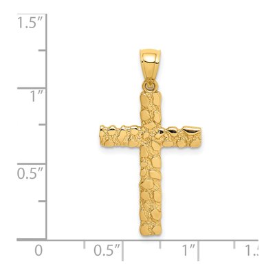14K Yellow Gold Nugget Style Cross Pendant – view 5