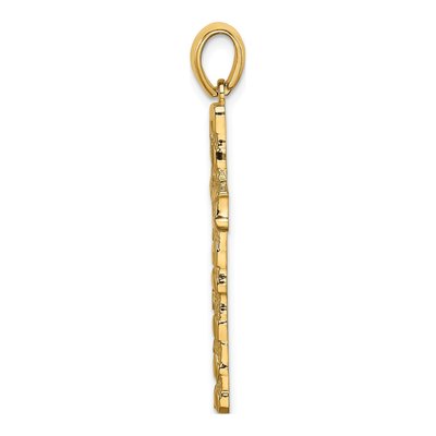14K Yellow Gold Nugget Style Cross Pendant – view 3