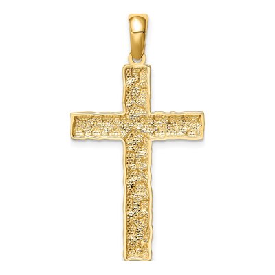 14K Yellow Gold Nugget Style Cross Pendant – view 4