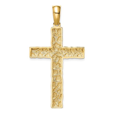 14K Yellow Gold Nugget Style Cross Pendant – view 4
