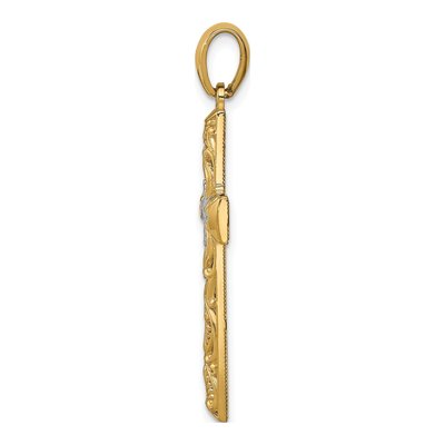 14K Yellow Gold Diamond-Cut Cross Pendant – view 3