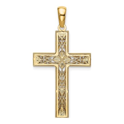 14K Yellow Gold Diamond-Cut Cross Pendant – view 4