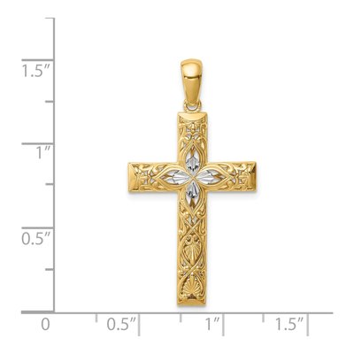 14K Yellow Gold Diamond-Cut Cross Pendant – view 5