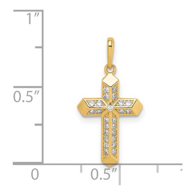 14K Yellow Gold CZ Cross Pendant – view 4