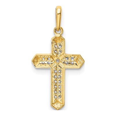 14K Yellow Gold CZ Cross Pendant – view 5