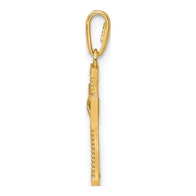 14K Yellow Gold Diamond-Cut Cross Pendant – view 3