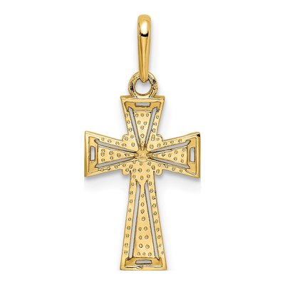 14K Yellow Gold Diamond-Cut Cross Pendant – view 4