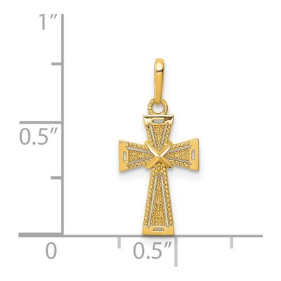 14K Yellow Gold Diamond-Cut Cross Pendant – view 5