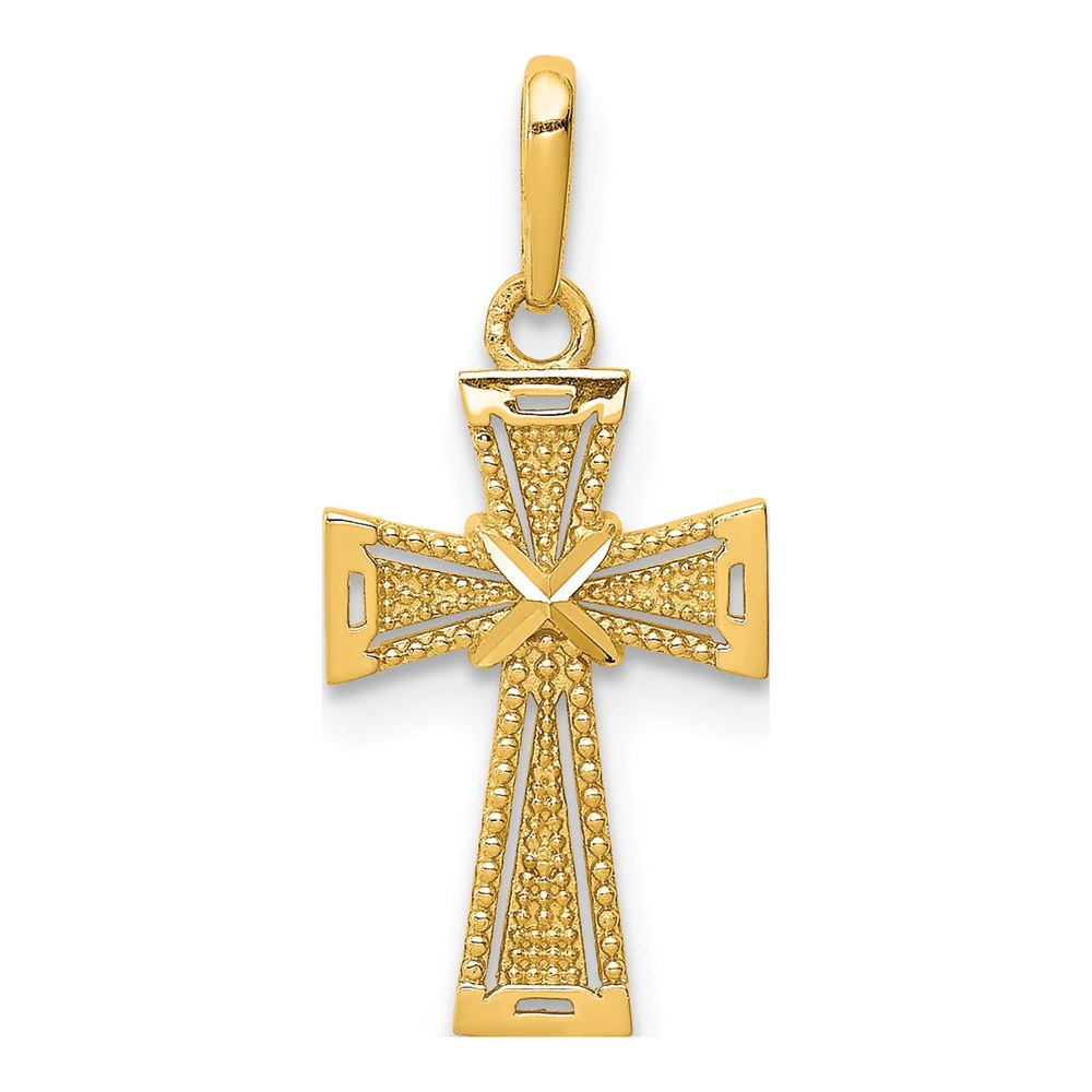 14K Yellow Gold Diamond-Cut Cross Pendant