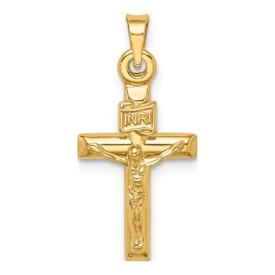 14K Yellow Gold Hollow Crucifix Pendant