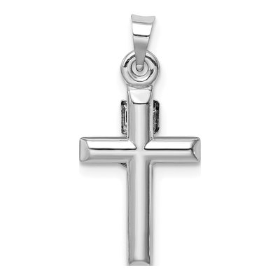 14K White Gold Hollow Crucifix Pendant – view 4