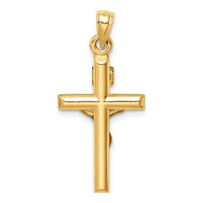 14K Yellow Gold Hollow Crucifix Pendant – view 4