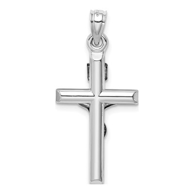 14K White Gold Hollow Crucifix Pendant – view 4