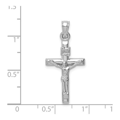 14K White Gold Hollow Crucifix Pendant – view 5