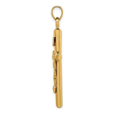 14K Yellow Gold Hollow Crucifix Pendant – view 3