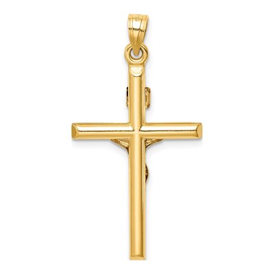 14K Yellow Gold Hollow Crucifix Pendant – view 4