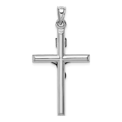 14K White Gold Hollow Crucifix Pendant – view 4