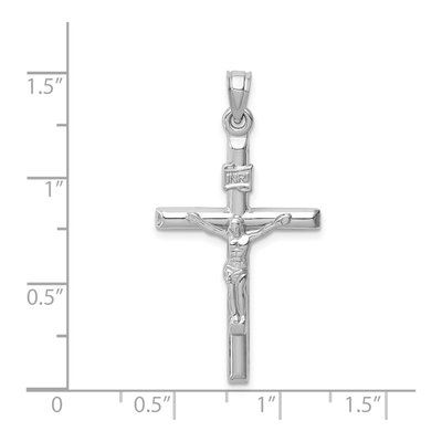 14K White Gold Hollow Crucifix Pendant – view 5