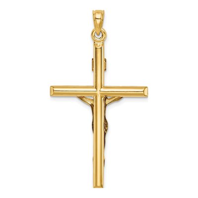 14K Yellow Gold Hollow Crucifix Pendant – view 5
