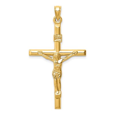 14K Yellow Gold Hollow Crucifix Pendant