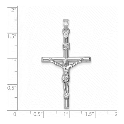 14K White Gold Hollow Crucifix Pendant – view 4