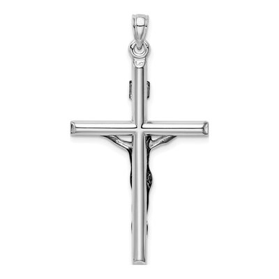 14K White Gold Hollow Crucifix Pendant – view 5