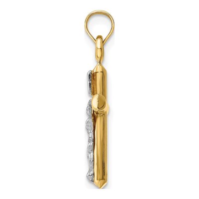 14K Two-Tone Gold Hollow Crucifix Pendant – view 3