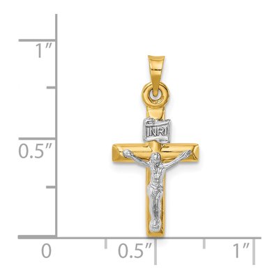 14K Two-Tone Gold Hollow Crucifix Pendant – view 5