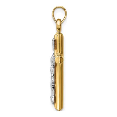 14K Two-Tone Gold Hollow Crucifix Pendant – view 3
