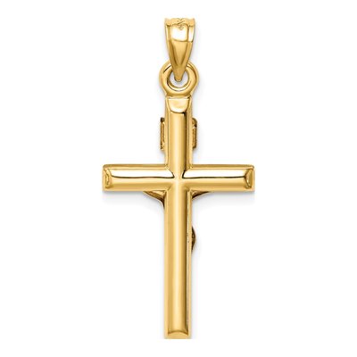 14K Two-Tone Gold Hollow Crucifix Pendant – view 4