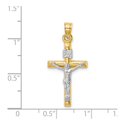 14K Two-Tone Gold Hollow Crucifix Pendant – view 5